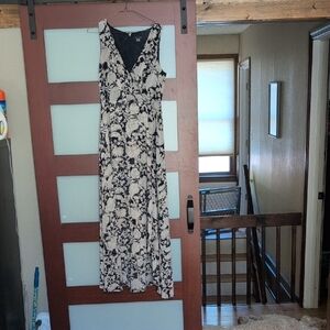 Elegant Black and Cream Floral Dress